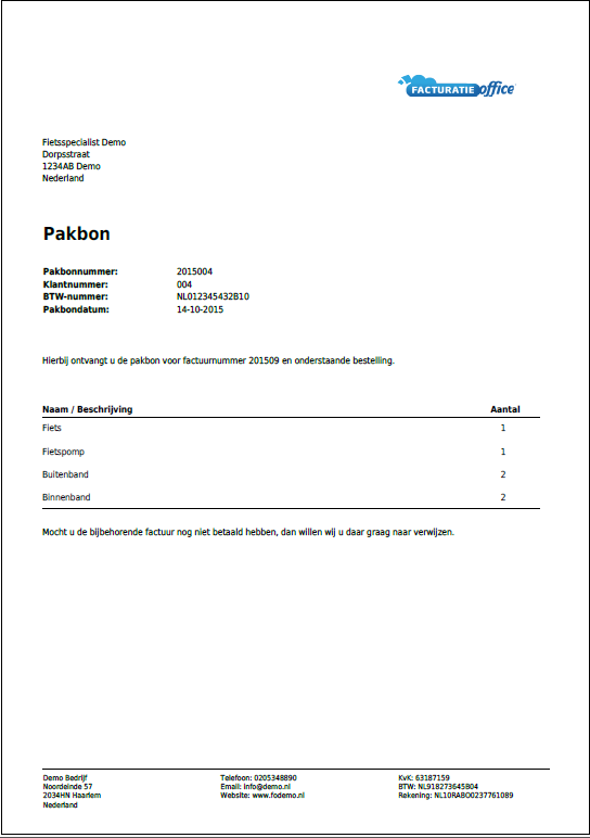 Een pakbon maken doe je makkelijk en snel met Facturatie Office
