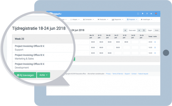 Uren registreren per project met Facturatie Office
