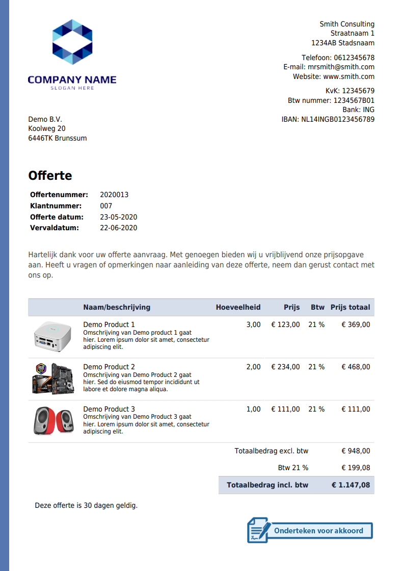 Offerte maken met product afbeeldingen voor meer duidelijkheid en beter resultaat