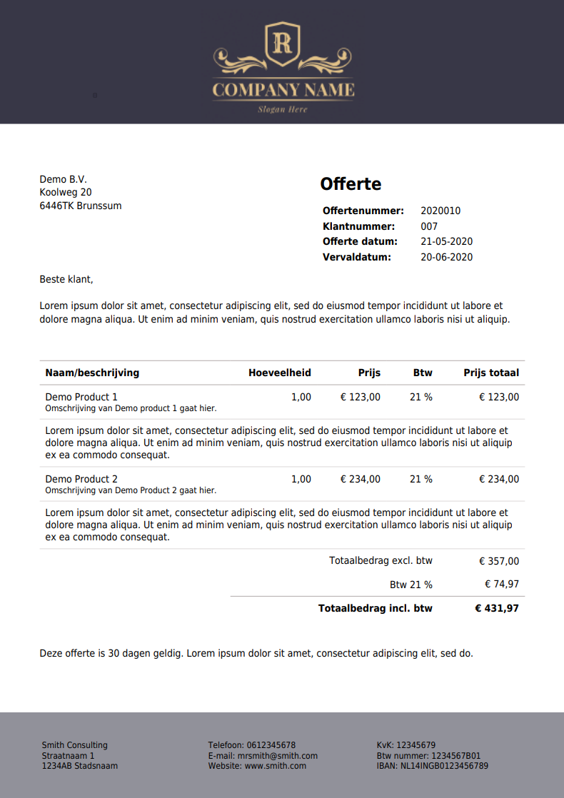 Voorbeeld offerte van een hypotheek