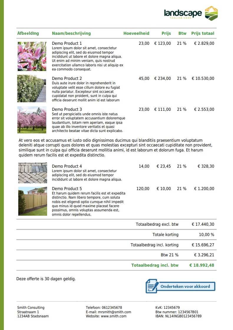 Offerte inhoud uitgebreide offerte voorbeeld