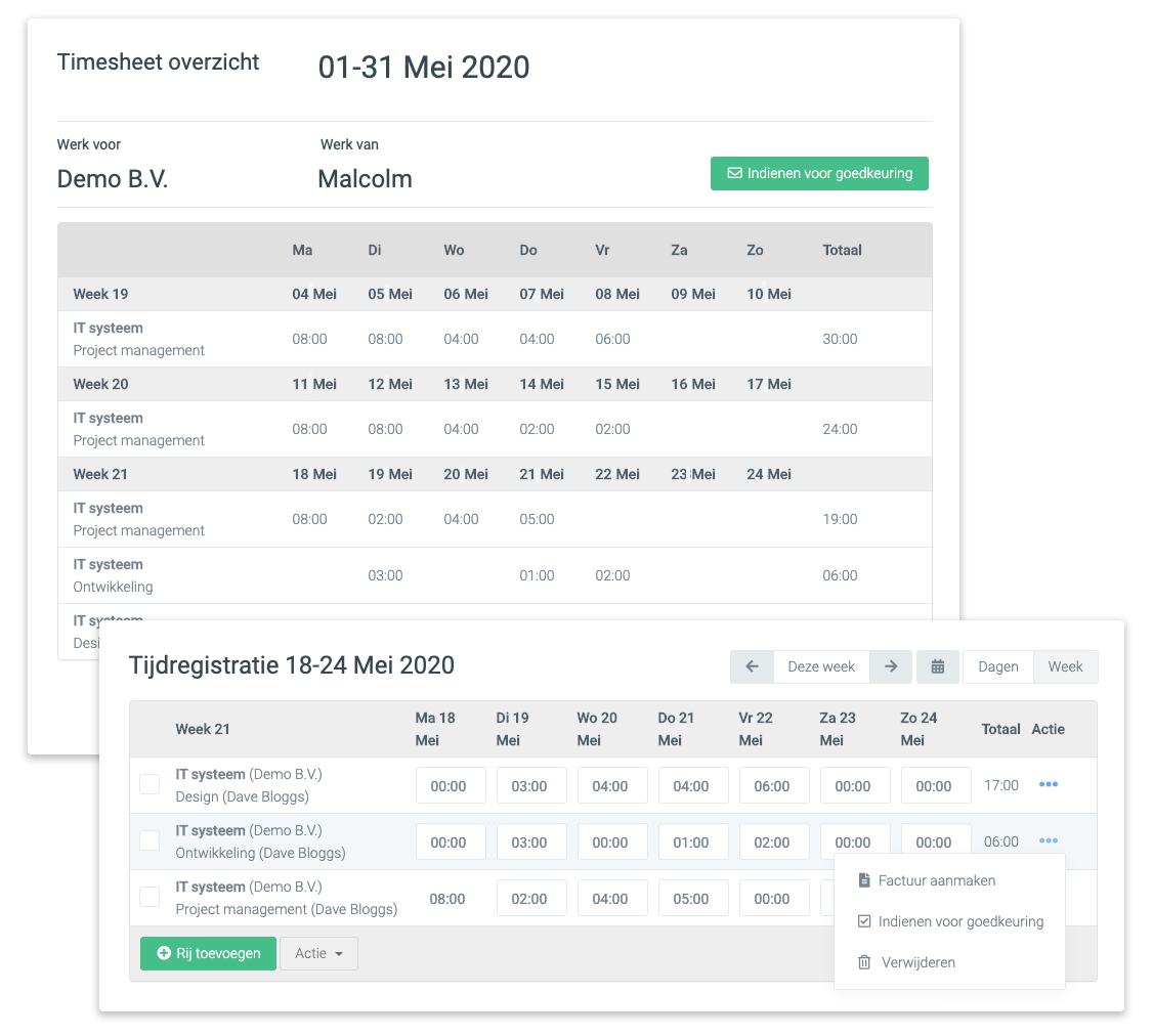 Digitaal tijdschrijven met online urenregistratie software van Facturatie Office