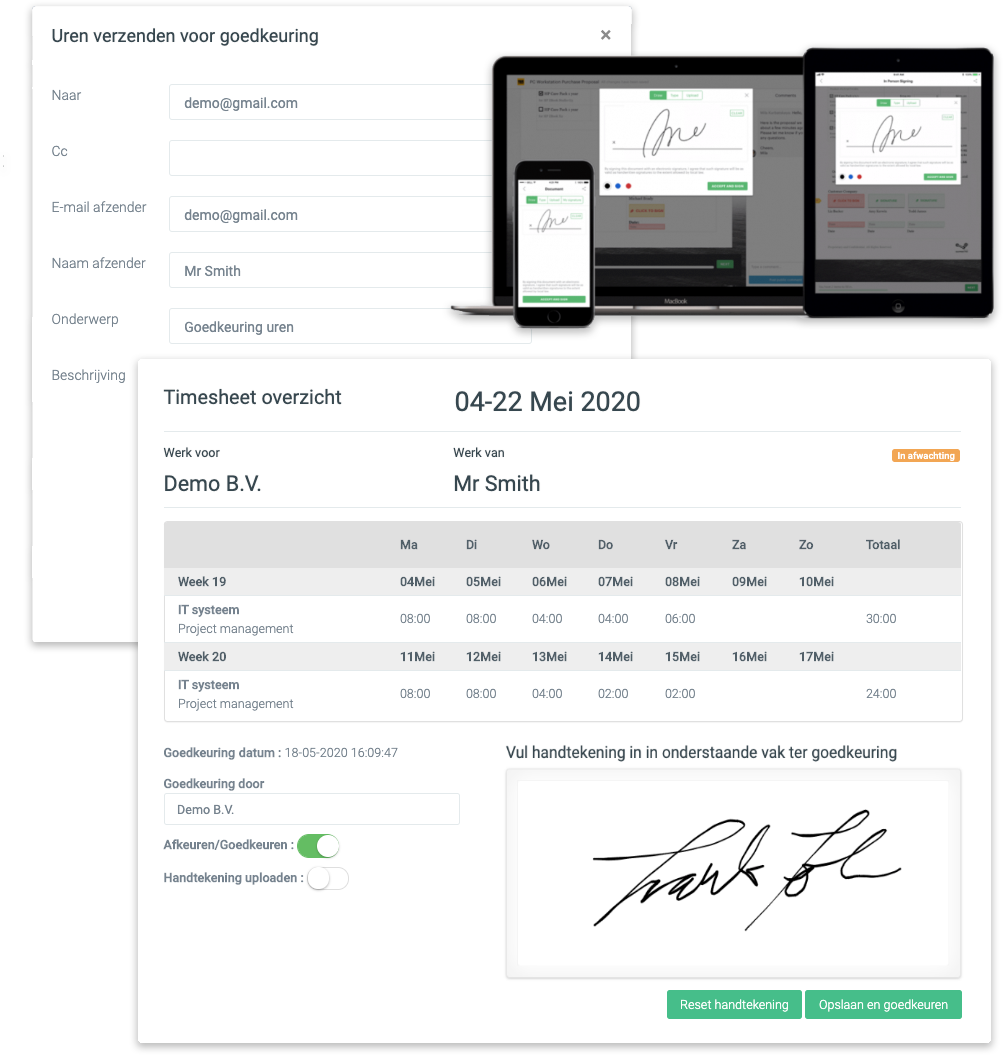 Urenregistratie digitaal laten ondertekenen door de klant