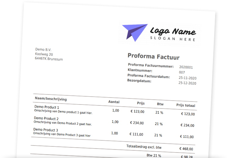 Makkelijk Proforma Facturen maken met Facturatie Office